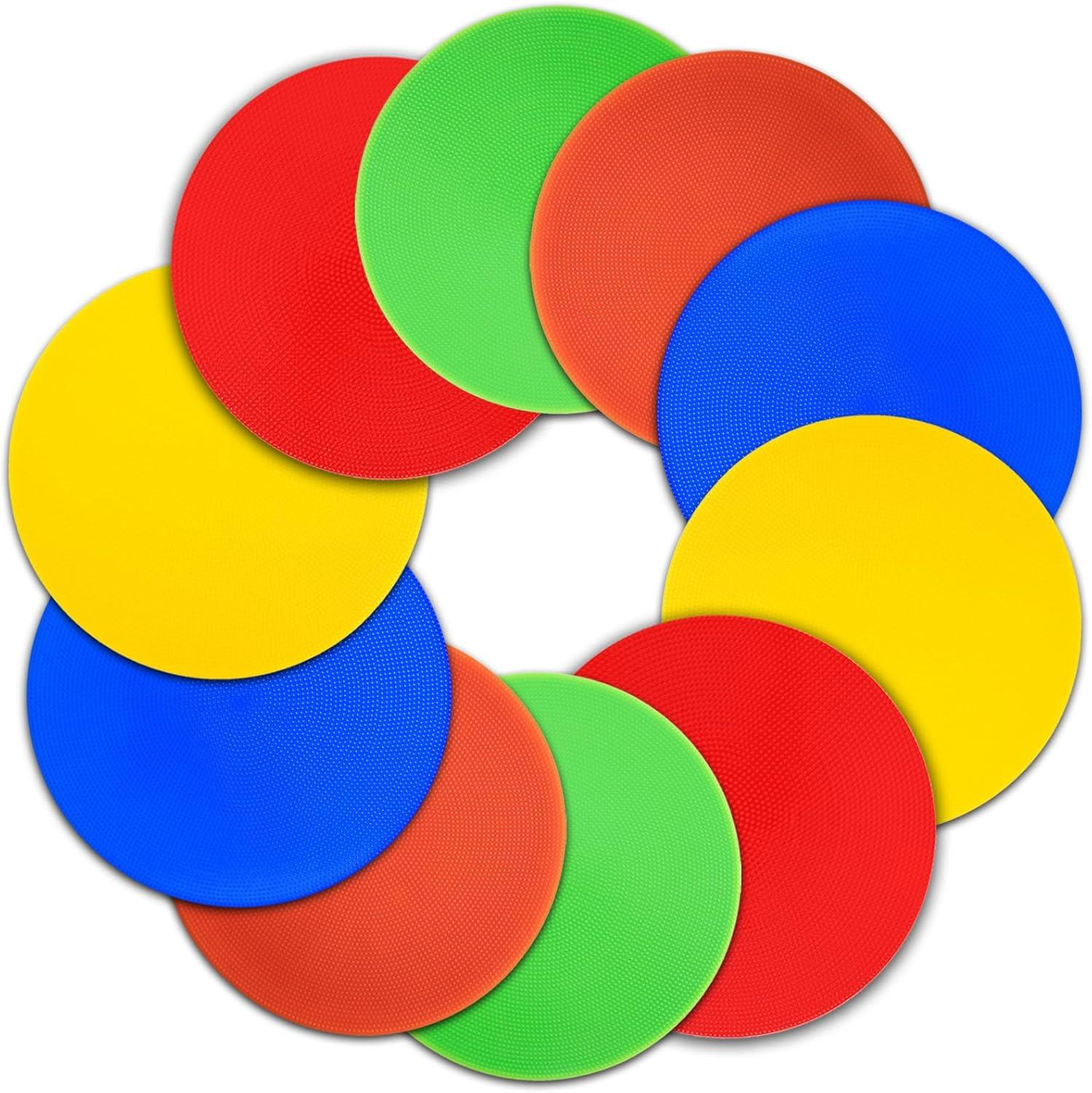 Poly Spot Markers Non-Slip Rubber Agility Dots Perfect for Sports Dance Classroom (Set of 18)
