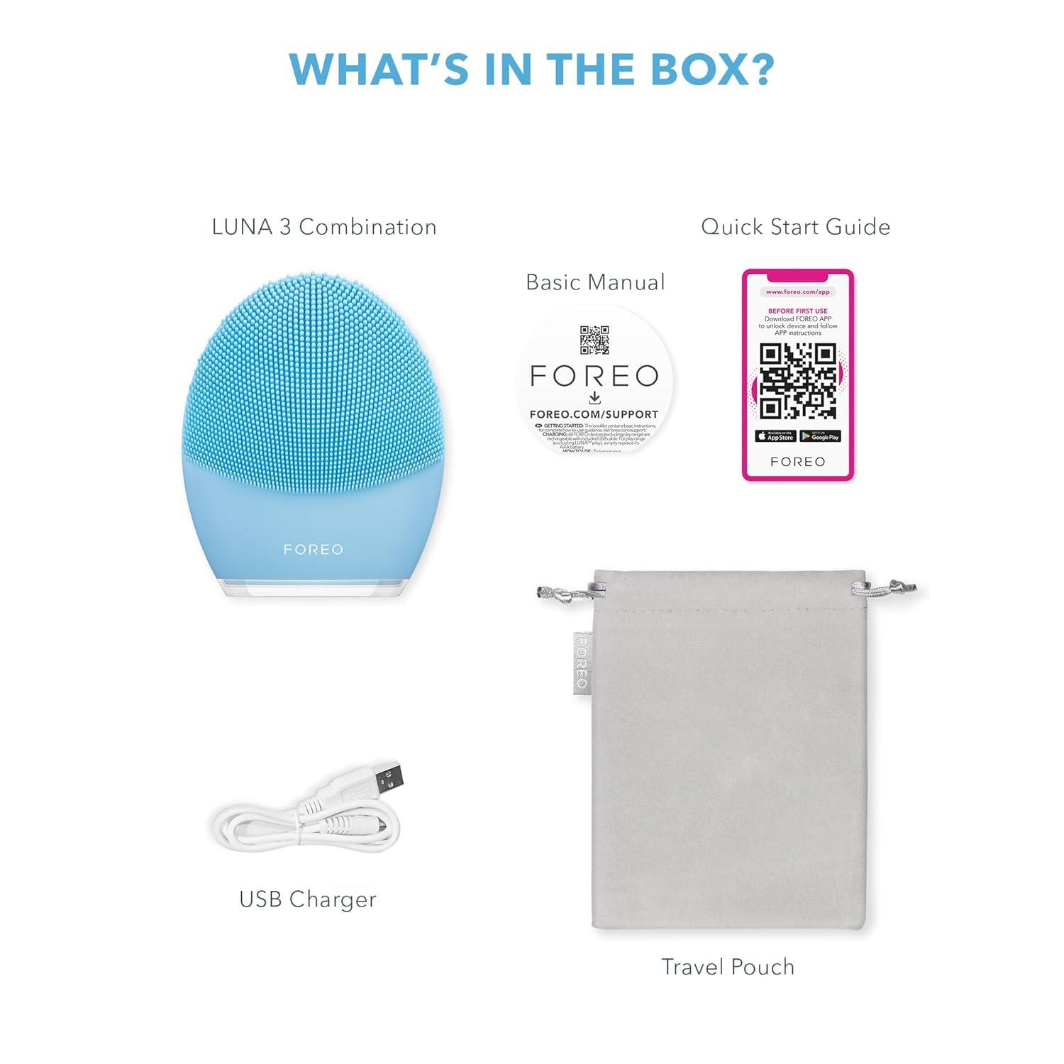 FOREO LUNA 3 Facial Cleansing Brush Combination skin Blue MSRP219 - Image 5