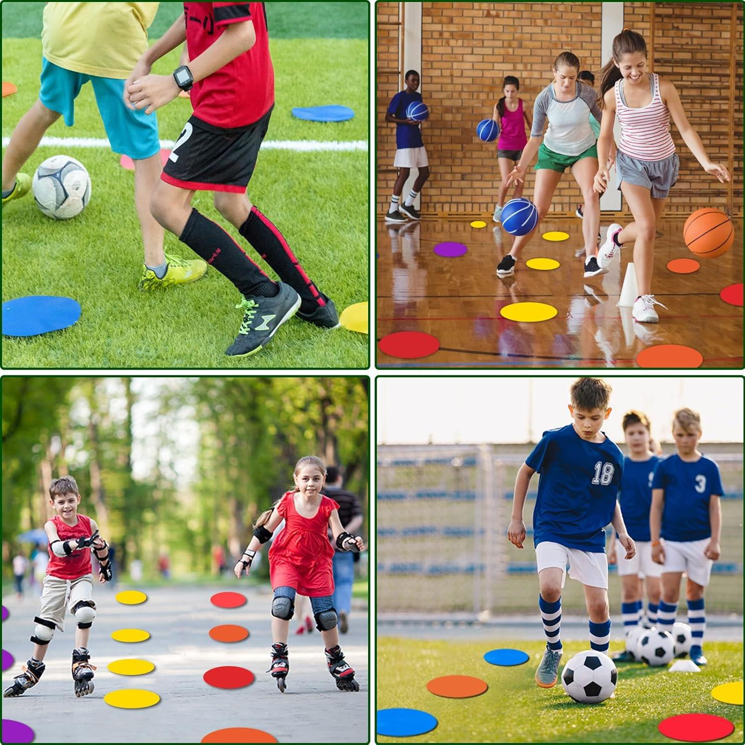 Poly Spot Markers Non-Slip Rubber Agility Dots Perfect for Sports Dance Classroom (Set of 18) - Image 2